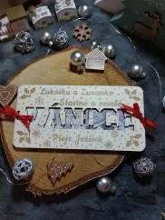 Dárková karta na peníze s textem „Šťastné a veselé Vánoce“ | Kouzelný dárek od Ježíška