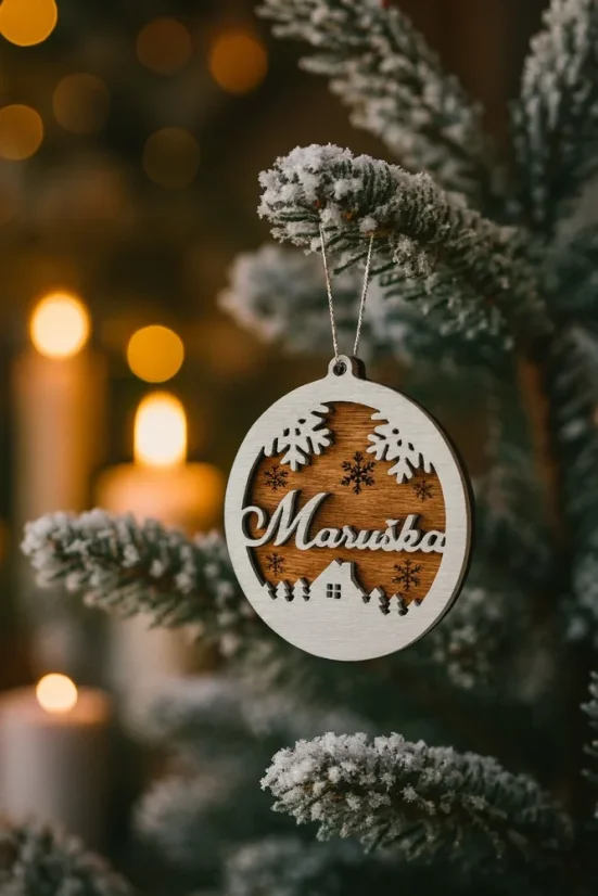 Dřevěná vánoční ozdoba se jménem | Radost z tradice