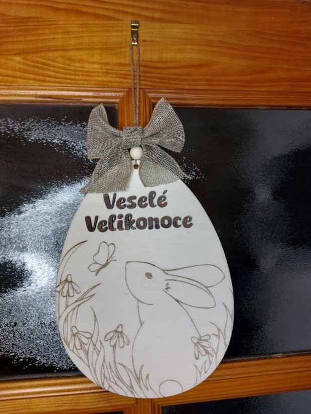 Dřevěné velikonoční vejce na zavěšení - Nápis písmenek: Růžová
