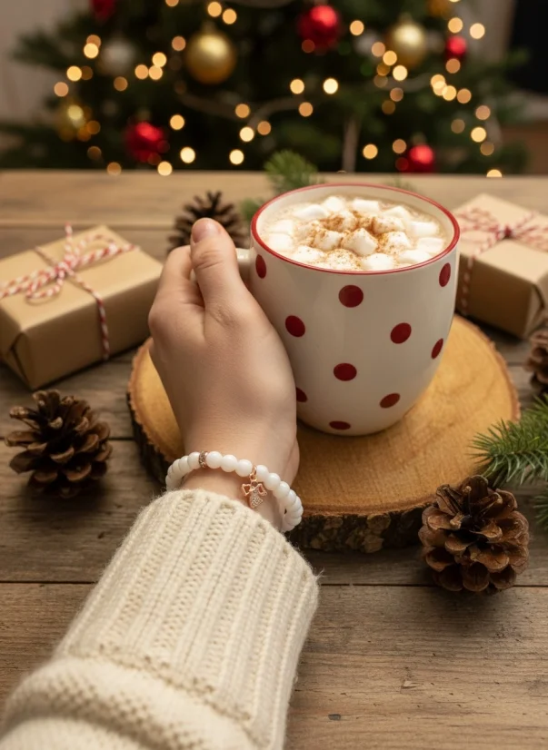 Drobný náramek se srdíčkem z korálků