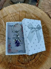 Andělská klíčenka z minerálu | Malý talisman štěstí a ochrany