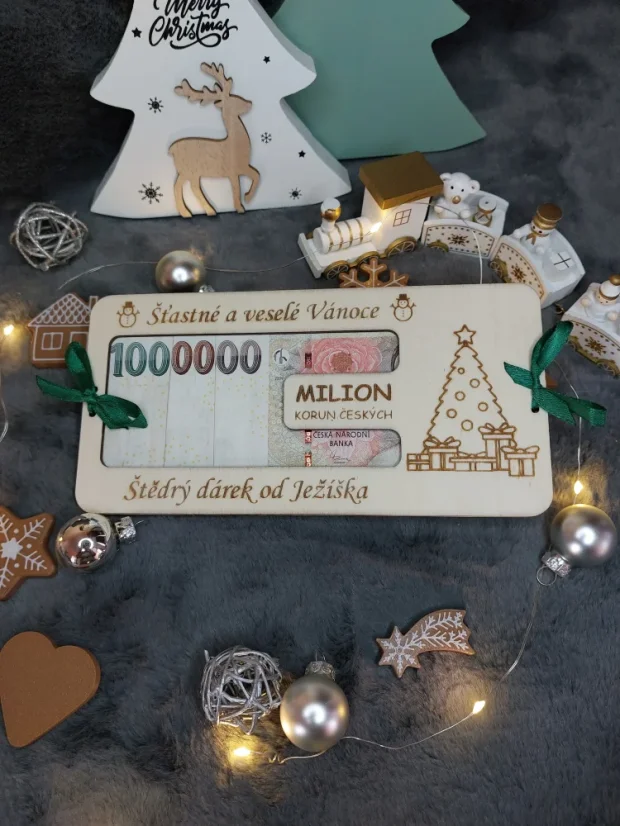 Dřevěná vánoční obálka na peníze | Milion korun od Ježíška 🎄