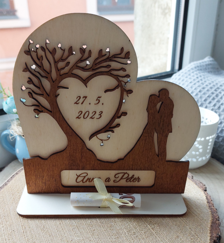 Srdcová dekorace "Svatební pár"