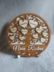🌳 Dřevěný rodinný strom se jmény | Srdce domova 💛