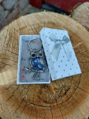 Klíčenka ve tvaru sovy z minerálu | Symbol moudrosti a klidu