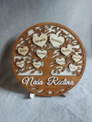 🌳 Dřevěný rodinný strom se jmény | Srdce domova 💛
