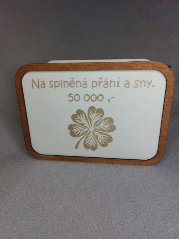 Kasička s tabulkou spoření – rozbij a splň si sen - Lazura: Palisandr, ČÁSTKA: 100.000,-Kč, Motiv: Prasátko